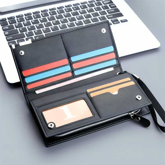 **Baellerry Long Wallet for Men & Women – Stylish Multi-Compartment Wallet for Cash, Cards & Daily Use – Black**