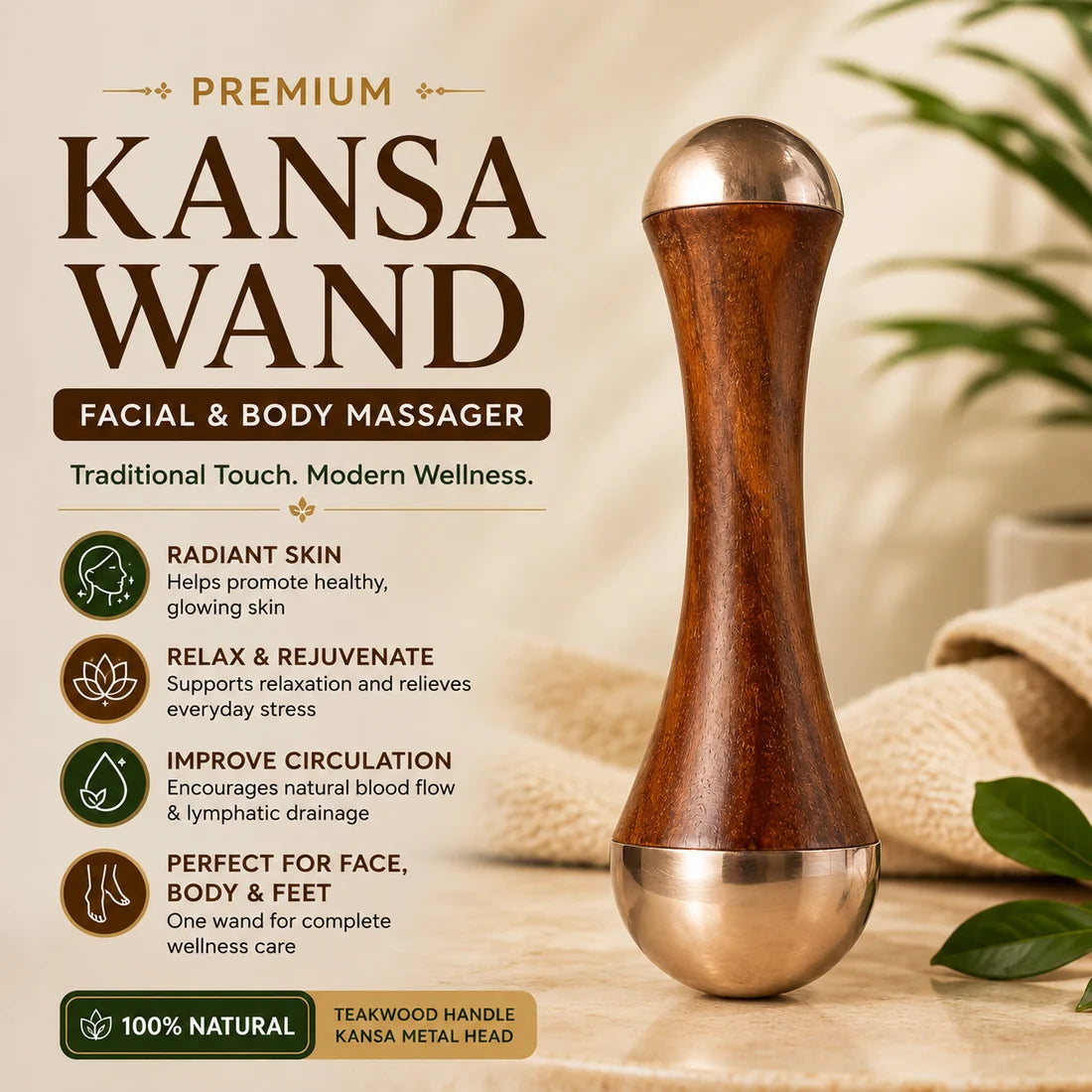 Premium Ayurvedic Kansa Massager - Natural & Chemical Free