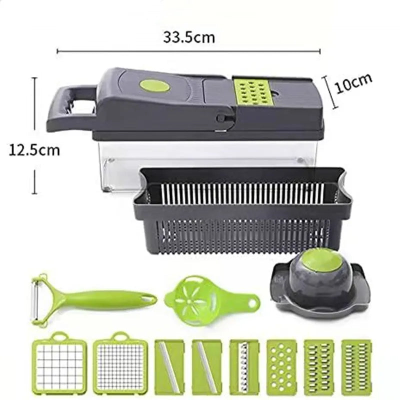 16-Piece Vegetable Chopper Set – Multi-Function Manual Food Slicer, Dicer, Grater & Potato Cutter