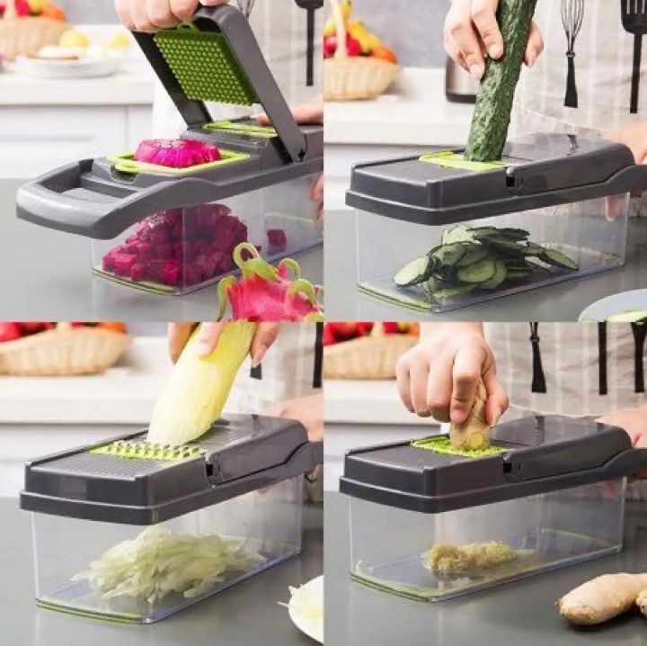 16-Piece Vegetable Chopper Set – Multi-Function Manual Food Slicer, Dicer, Grater & Potato Cutter