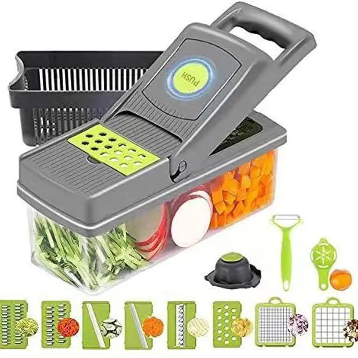 16-Piece Vegetable Chopper Set – Multi-Function Manual Food Slicer, Dicer, Grater & Potato Cutter