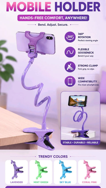 Flexible Gooseneck Phone Holder – 360° Adjustable | Random Color