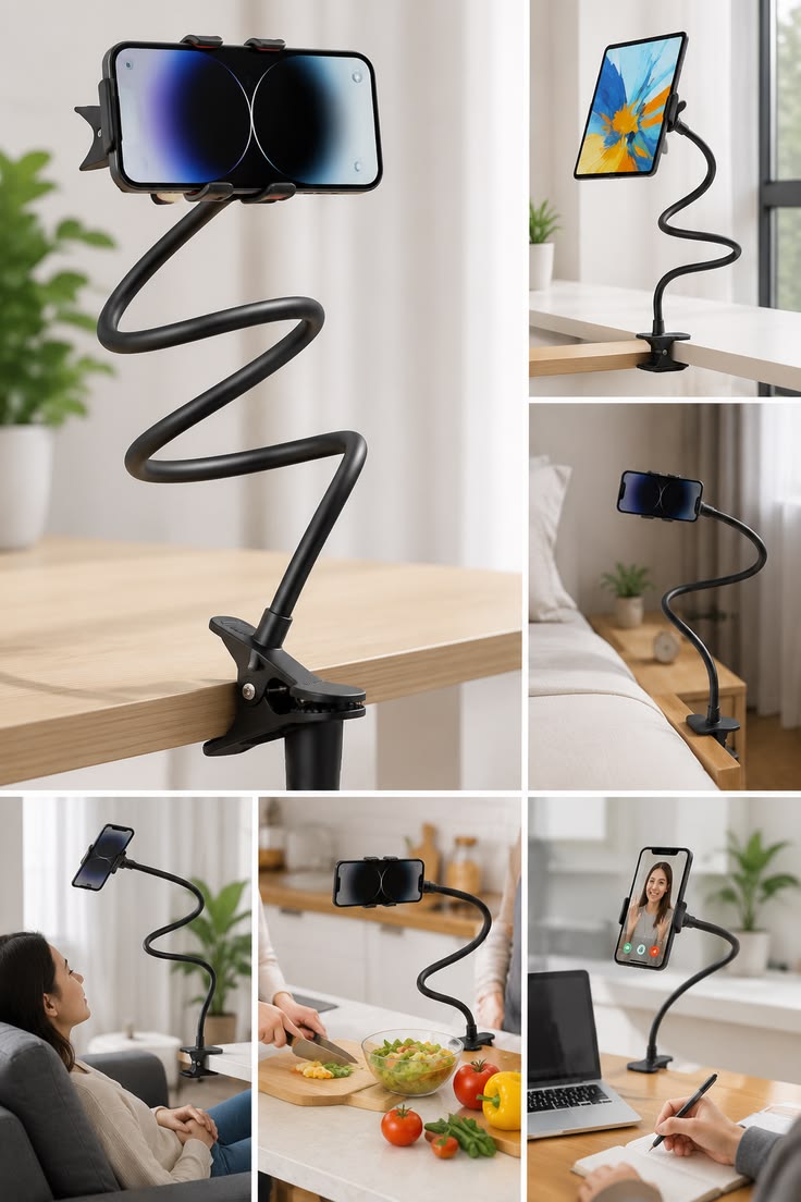 Flexible Gooseneck Phone Holder – 360° Adjustable | Random Color